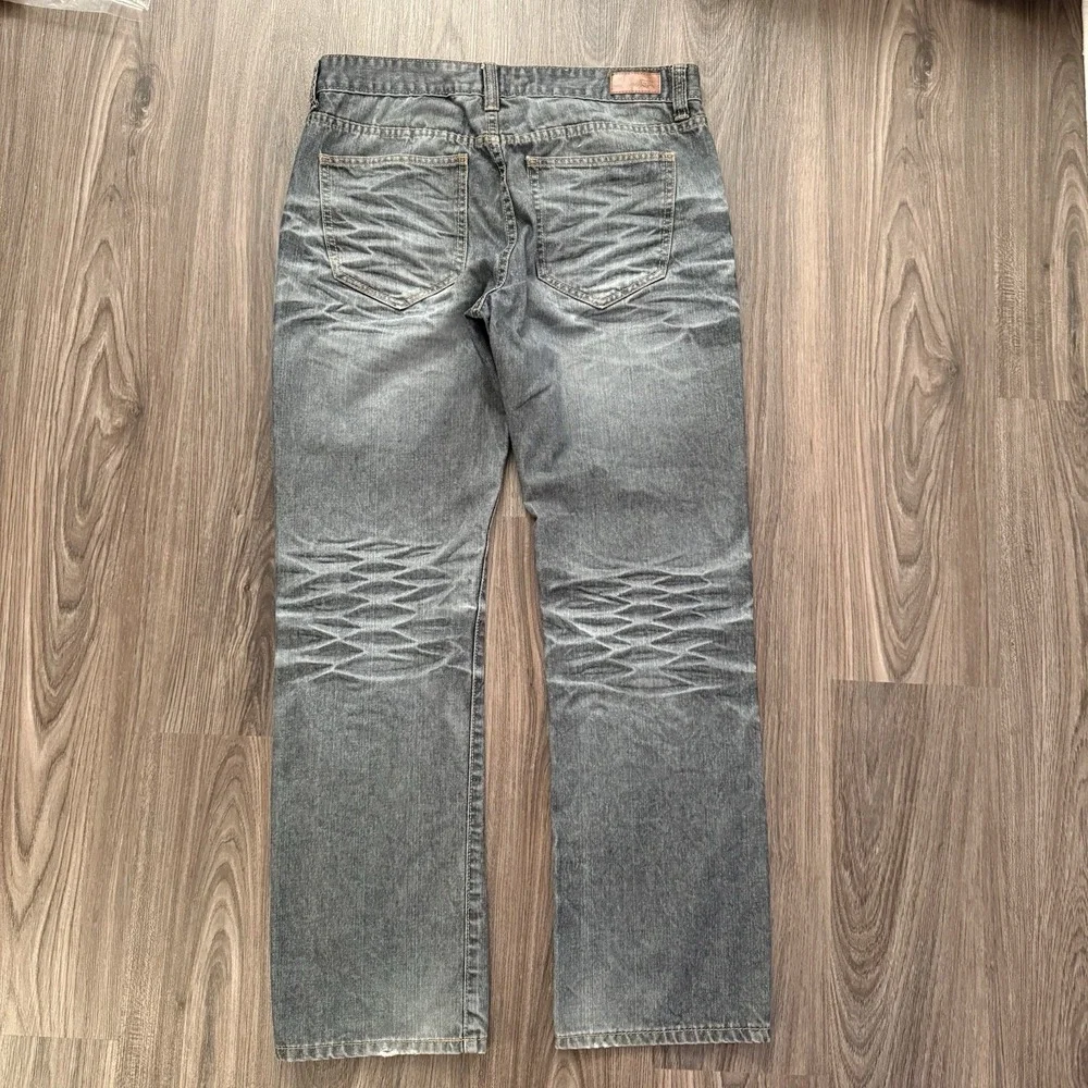 Ecko Unltd Jeans 714 Straight Fit Mens 34z32 Faded Black Whiskered - Picture 4 of 8